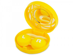 Lens Case with mirror - yellow ornament 